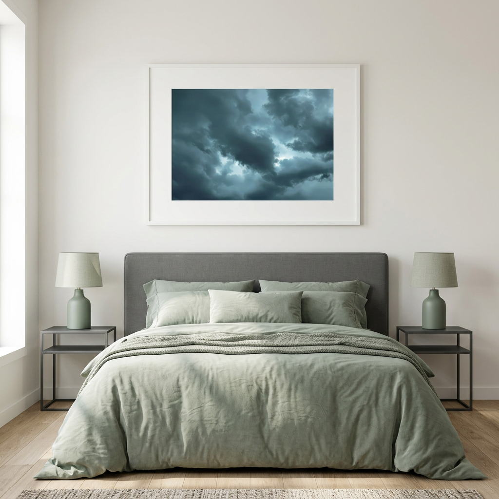 Above the Quiet sleep wall art in bedroom